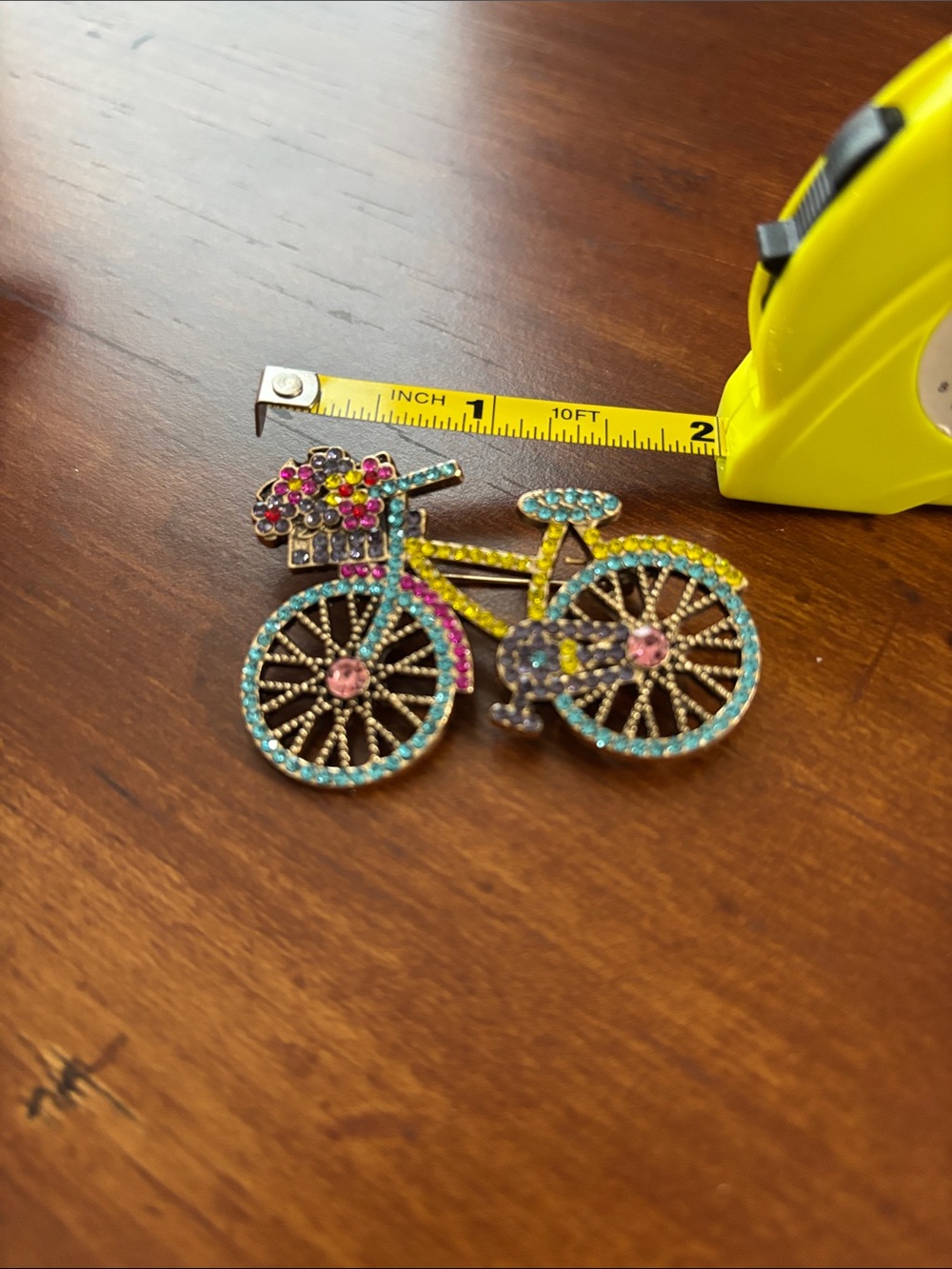 Colorful Rhinestone Bicycle Brooch Pin - Multicolor - Picture 5 of 5